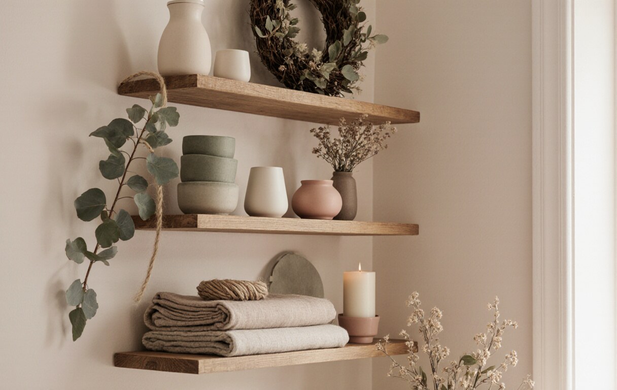 Home fragrance collection with candles and diffusers styled on a wooden tray